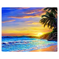 Sunrise At The Beach Premium Plush Fleece Blanket (medium) by GardenOfOphir