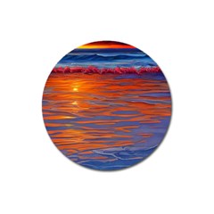 Sunset At The Beach Magnet 3  (round) by GardenOfOphir