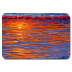 Sunset At The Beach Large Doormat by GardenOfOphir