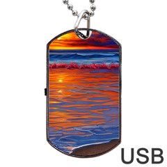 Sunset At The Beach Dog Tag USB Flash (Two Sides)