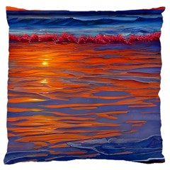 Sunset At The Beach Large Cushion Case (one Side) by GardenOfOphir