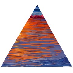 Sunset At The Beach Wooden Puzzle Triangle by GardenOfOphir