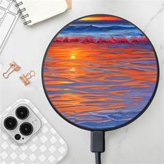 Sunset At The Beach Wireless Fast Charger(black) by GardenOfOphir