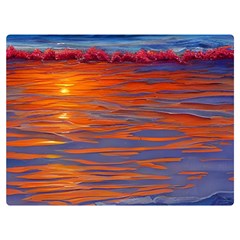 Sunset At The Beach One Side Premium Plush Fleece Blanket (Extra Small)