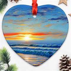 Reflecting On A Perfect Day Heart Ornament (two Sides) by GardenOfOphir