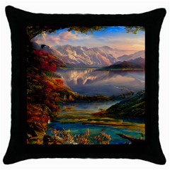 Summer Sunset Throw Pillow Case (black) by GardenOfOphir