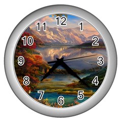 Summer Sunset Wall Clock (silver) by GardenOfOphir