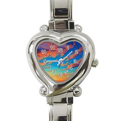 Waves Crashing On The Shore Heart Italian Charm Watch by GardenOfOphir