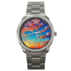 Waves Crashing On The Shore Sport Metal Watch by GardenOfOphir