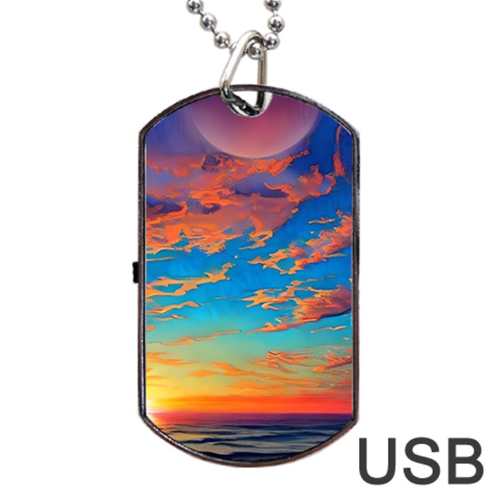 Waves Crashing On The Shore Dog Tag USB Flash (Two Sides)