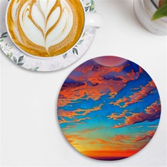 Waves Crashing On The Shore Uv Print Round Tile Coaster by GardenOfOphir