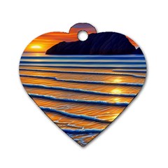 Endless Summer Nights Dog Tag Heart (two Sides) by GardenOfOphir