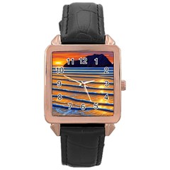 Endless Summer Nights Rose Gold Leather Watch  by GardenOfOphir