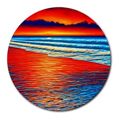 Golden Sunsets And Crisp Air Round Mousepad