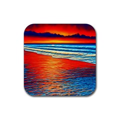 Golden Sunsets And Crisp Air Rubber Coaster (Square)