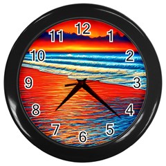 Golden Sunsets And Crisp Air Wall Clock (Black)