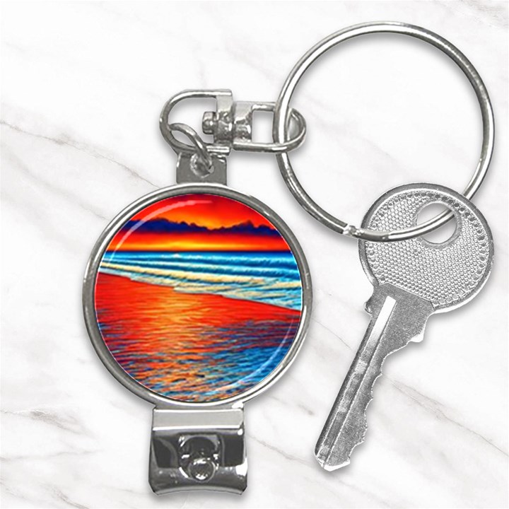 Golden Sunsets And Crisp Air Nail Clippers Key Chain