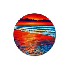 Golden Sunsets And Crisp Air Rubber Coaster (round) by GardenOfOphir