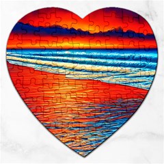 Golden Sunsets And Crisp Air Jigsaw Puzzle (heart) by GardenOfOphir