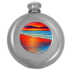 Golden Sunsets And Crisp Air Round Hip Flask (5 oz)