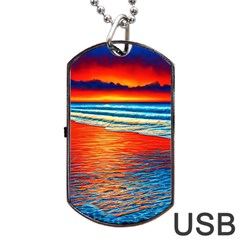 Golden Sunsets And Crisp Air Dog Tag USB Flash (Two Sides)