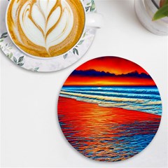 Golden Sunsets And Crisp Air UV Print Round Tile Coaster