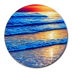 Ocean Sunset Round Mousepad by GardenOfOphir