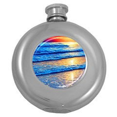 Ocean Sunset Round Hip Flask (5 Oz) by GardenOfOphir