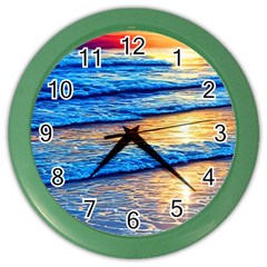 Ocean Sunset Color Wall Clock by GardenOfOphir