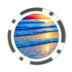 Ocean Sunset Poker Chip Card Guard by GardenOfOphir