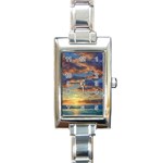 Sunrise Over The Sand Dunes Rectangle Italian Charm Watch Front