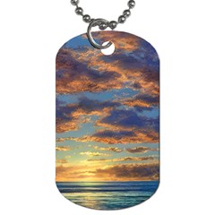 Sunrise Over The Sand Dunes Dog Tag (one Side) by GardenOfOphir