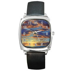 Sunrise Over The Sand Dunes Square Metal Watch by GardenOfOphir