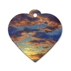 Sunrise Over The Sand Dunes Dog Tag Heart (one Side) by GardenOfOphir