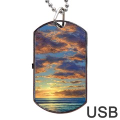 Sunrise Over The Sand Dunes Dog Tag Usb Flash (two Sides) by GardenOfOphir