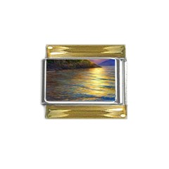 Sunset At The Surf Gold Trim Italian Charm (9mm) by GardenOfOphir