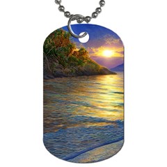 Sunset At The Surf Dog Tag (two Sides) by GardenOfOphir