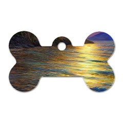 Sunset At The Surf Dog Tag Bone (one Side) by GardenOfOphir