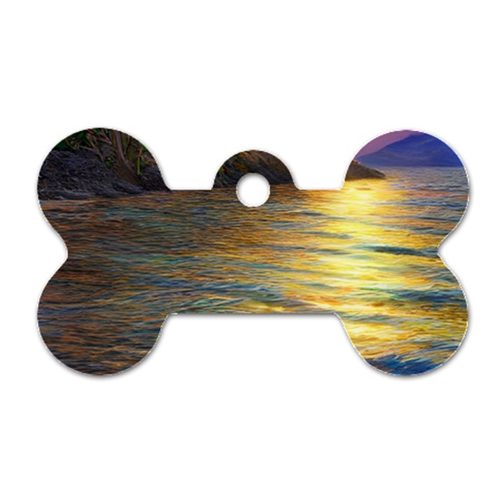 Sunset At The Surf Dog Tag Bone (Two Sides)