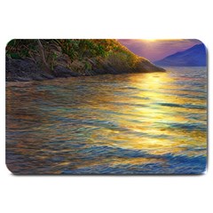 Sunset At The Surf Large Doormat by GardenOfOphir