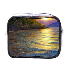 Sunset At The Surf Mini Toiletries Bag (one Side) by GardenOfOphir