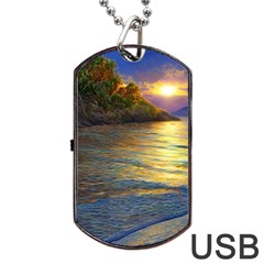 Sunset At The Surf Dog Tag Usb Flash (one Side) by GardenOfOphir