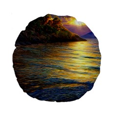 Sunset At The Surf Standard 15  Premium Round Cushions by GardenOfOphir