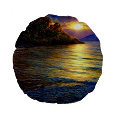 Sunset At The Surf Standard 15  Premium Flano Round Cushions by GardenOfOphir