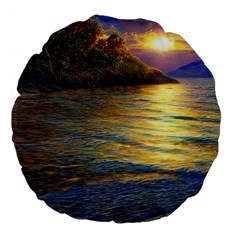 Sunset At The Surf Large 18  Premium Flano Round Cushions by GardenOfOphir