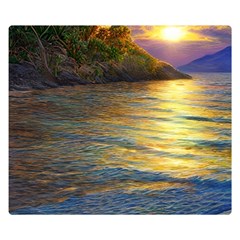 Sunset At The Surf Premium Plush Fleece Blanket (small) by GardenOfOphir