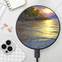 Sunset At The Surf Wireless Fast Charger(black) by GardenOfOphir