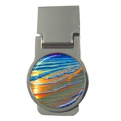 Modern Sunset Over The Ocean Money Clips (round)  by GardenOfOphir