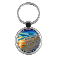 Modern Sunset Over The Ocean Key Chain (round) by GardenOfOphir