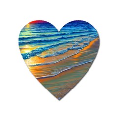 Modern Sunset Over The Ocean Heart Magnet by GardenOfOphir